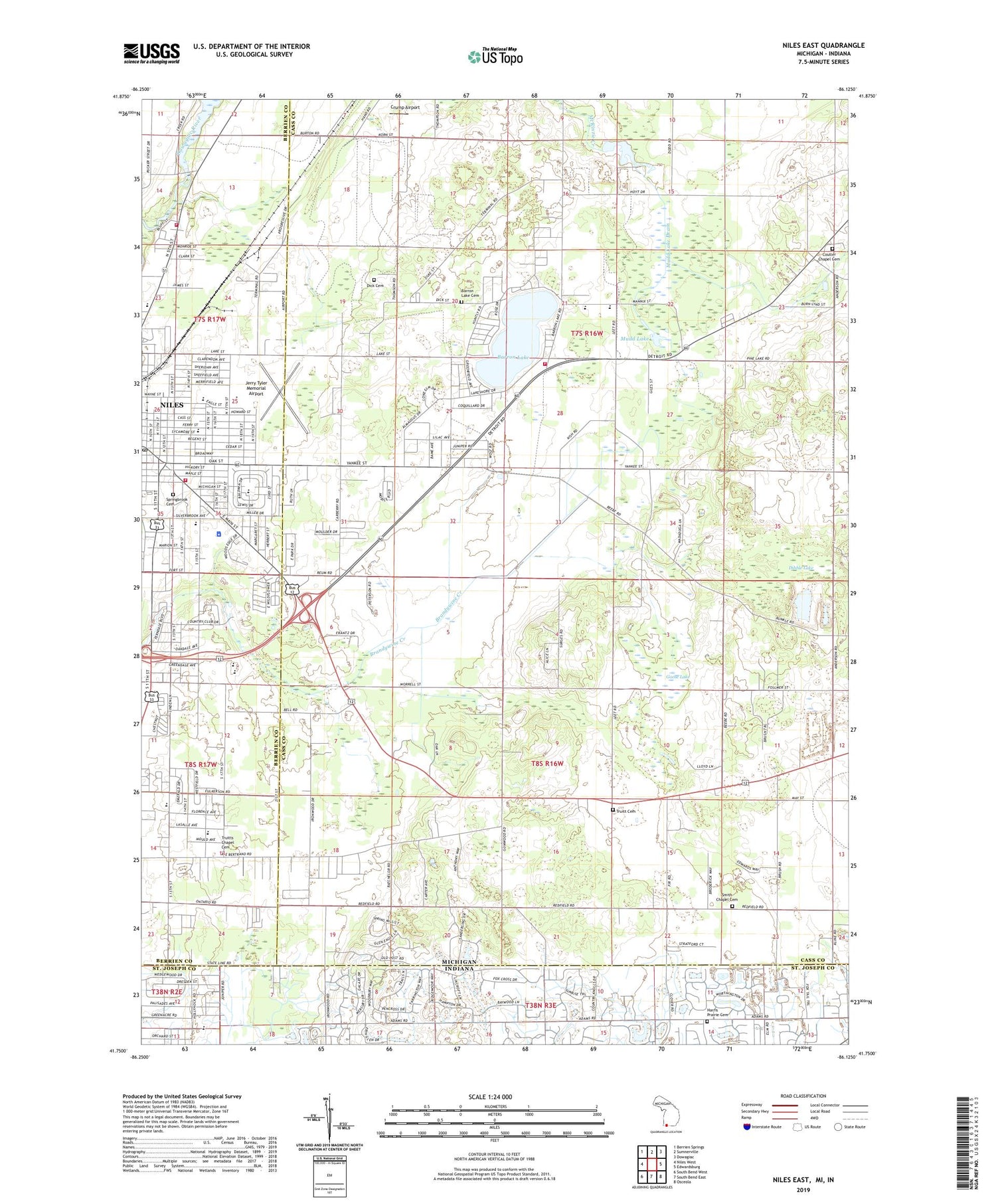Niles East Michigan US Topo Map Image