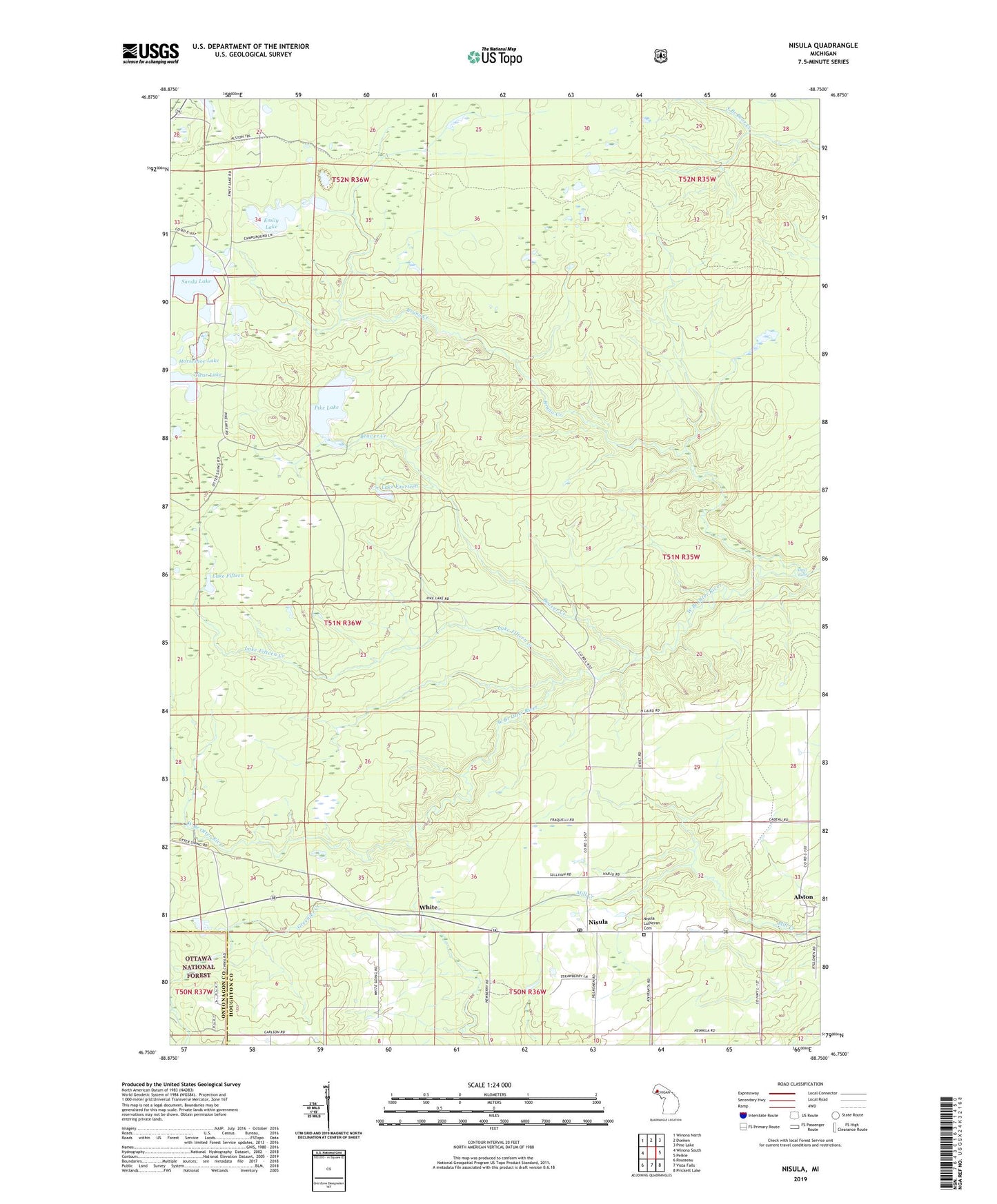 Nisula Michigan US Topo Map Image