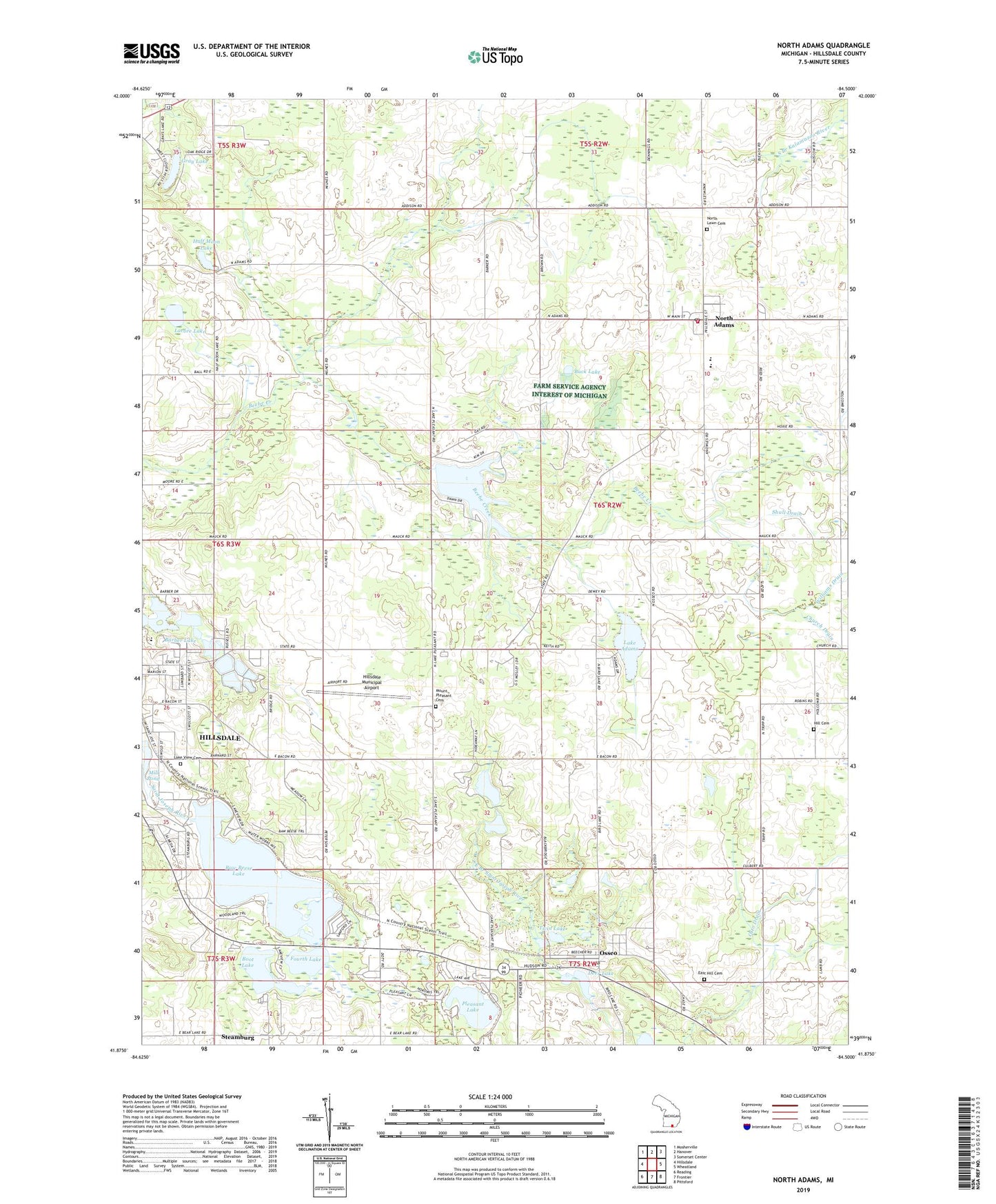 North Adams Michigan US Topo Map Image