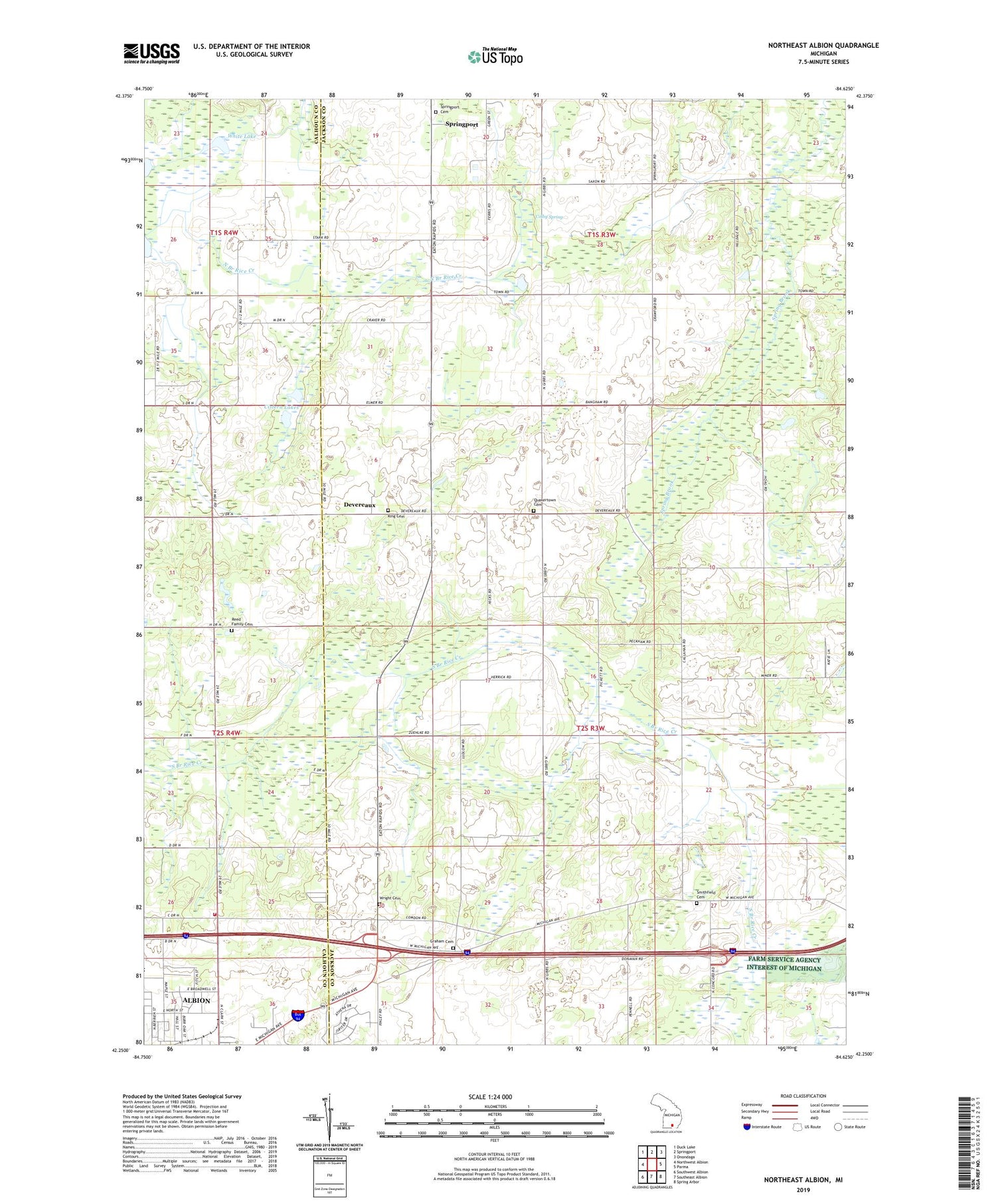 Northeast Albion Michigan US Topo Map Image