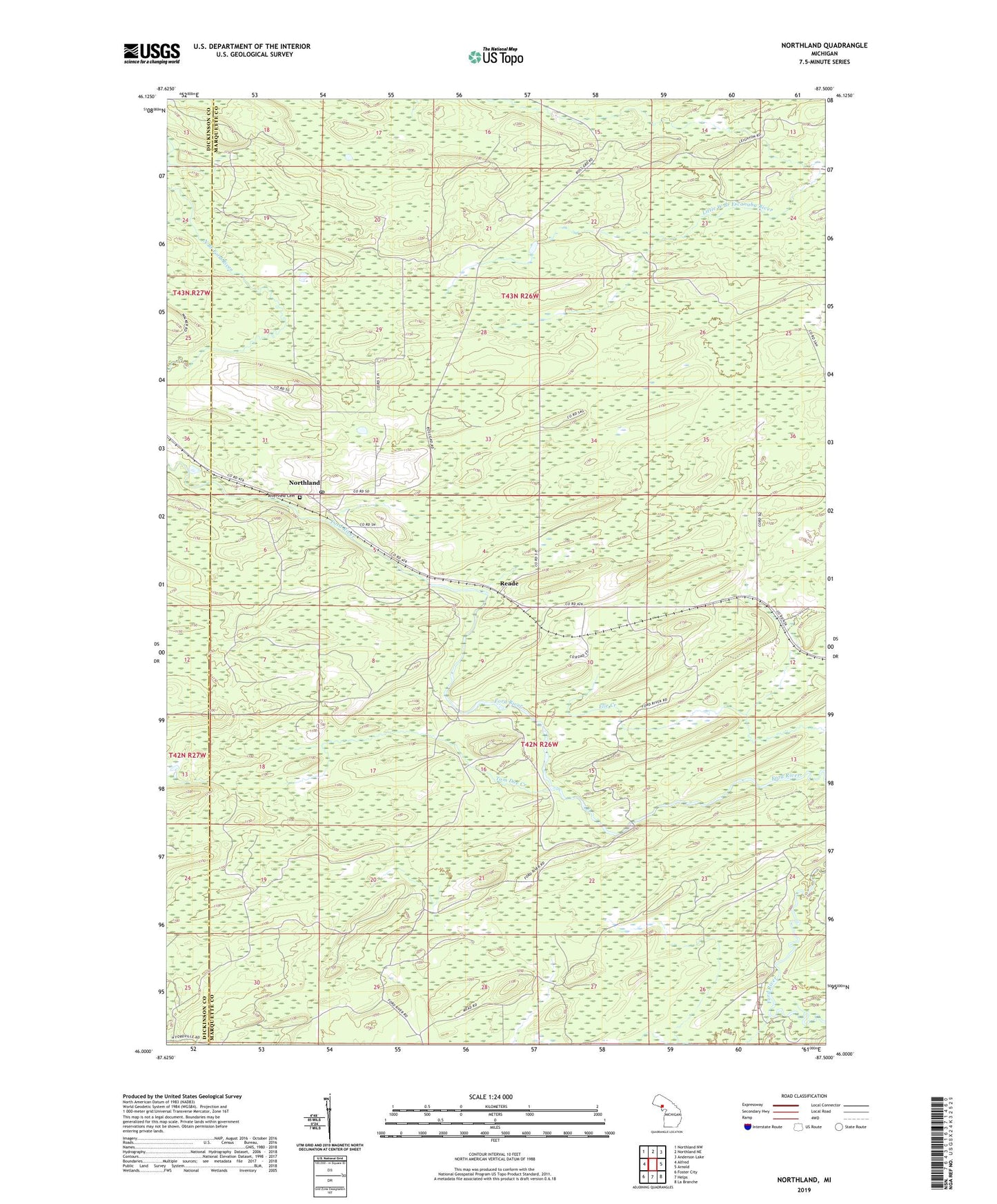 Northland Michigan US Topo Map Image