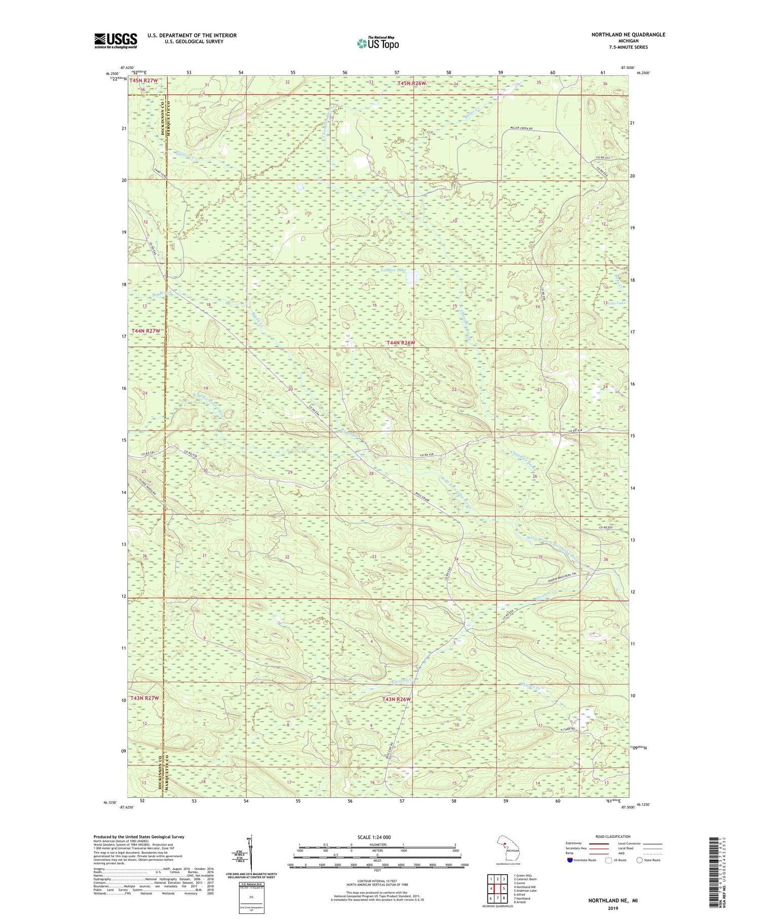 Northland NE Michigan US Topo Map Image
