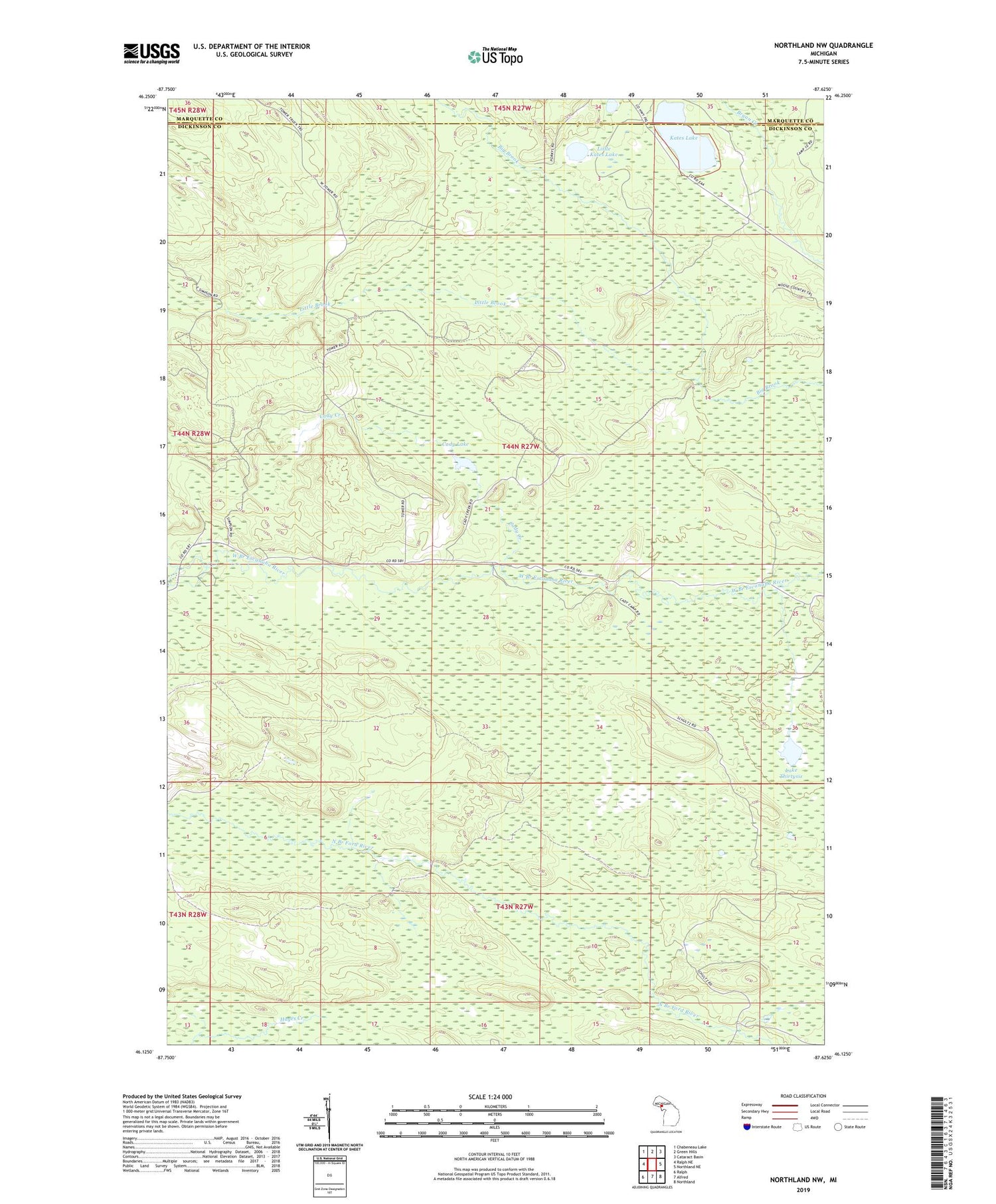 Northland NW Michigan US Topo Map Image
