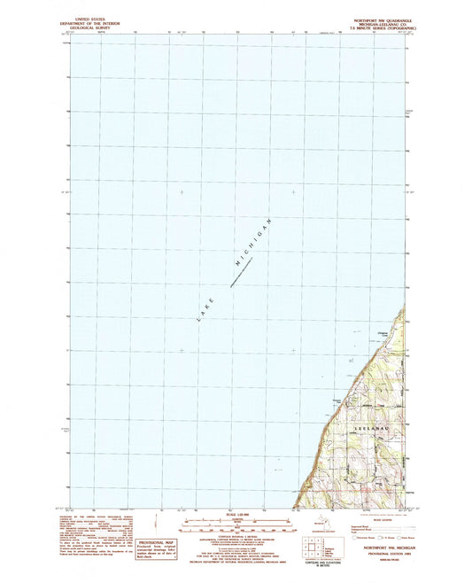 Classic USGS Northport NW Michigan 7.5'x7.5' Topo Map Image