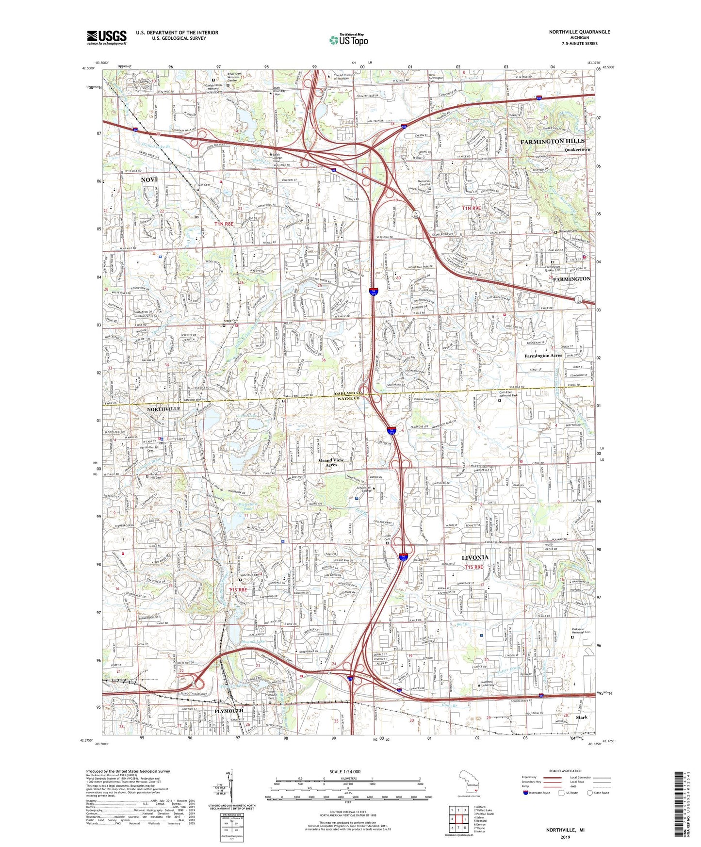 Northville Michigan US Topo Map Image