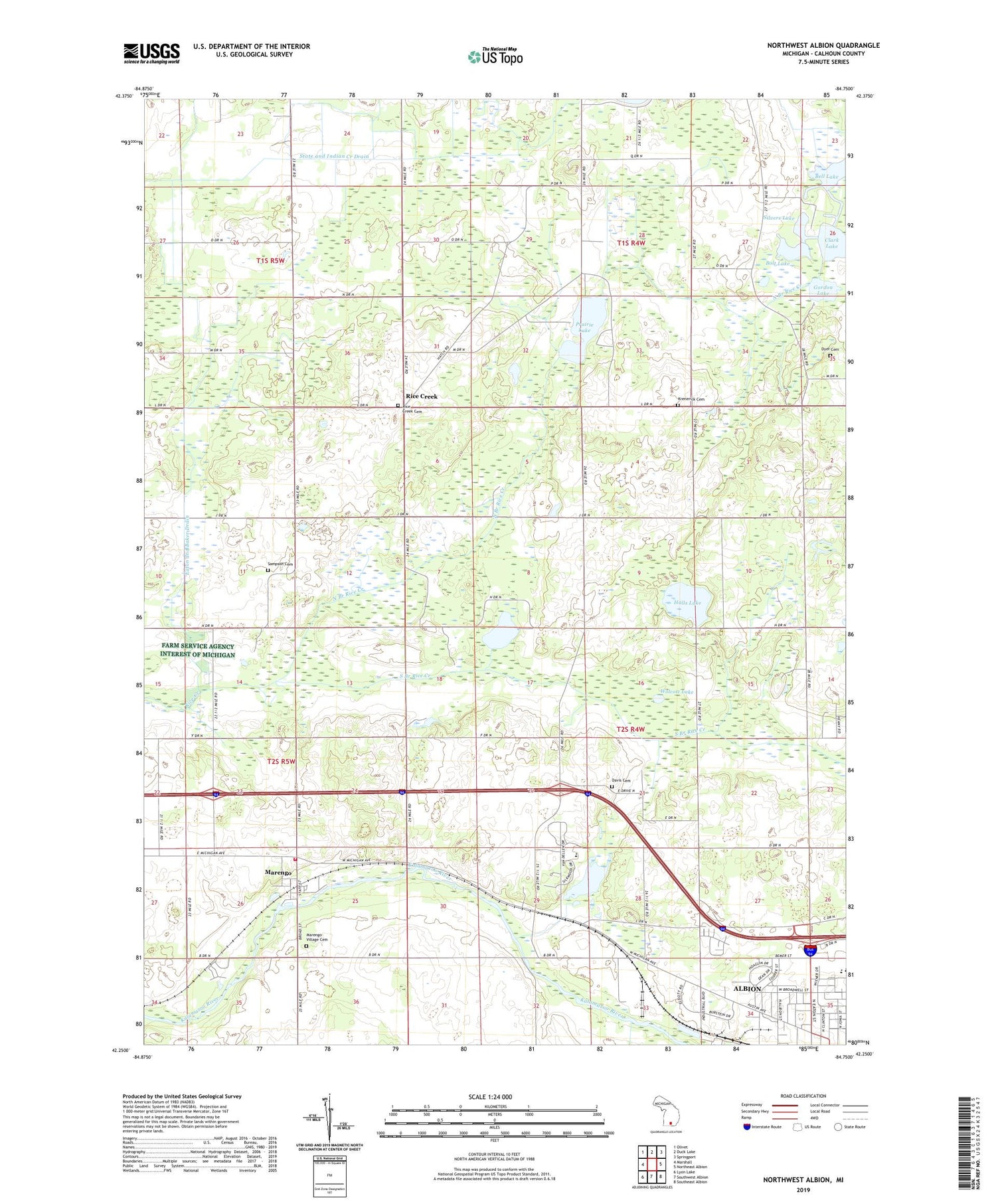 Northwest Albion Michigan US Topo Map Image