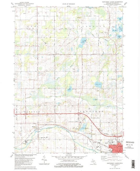 Classic USGS Northwest Albion Michigan 7.5'x7.5' Topo Map Image