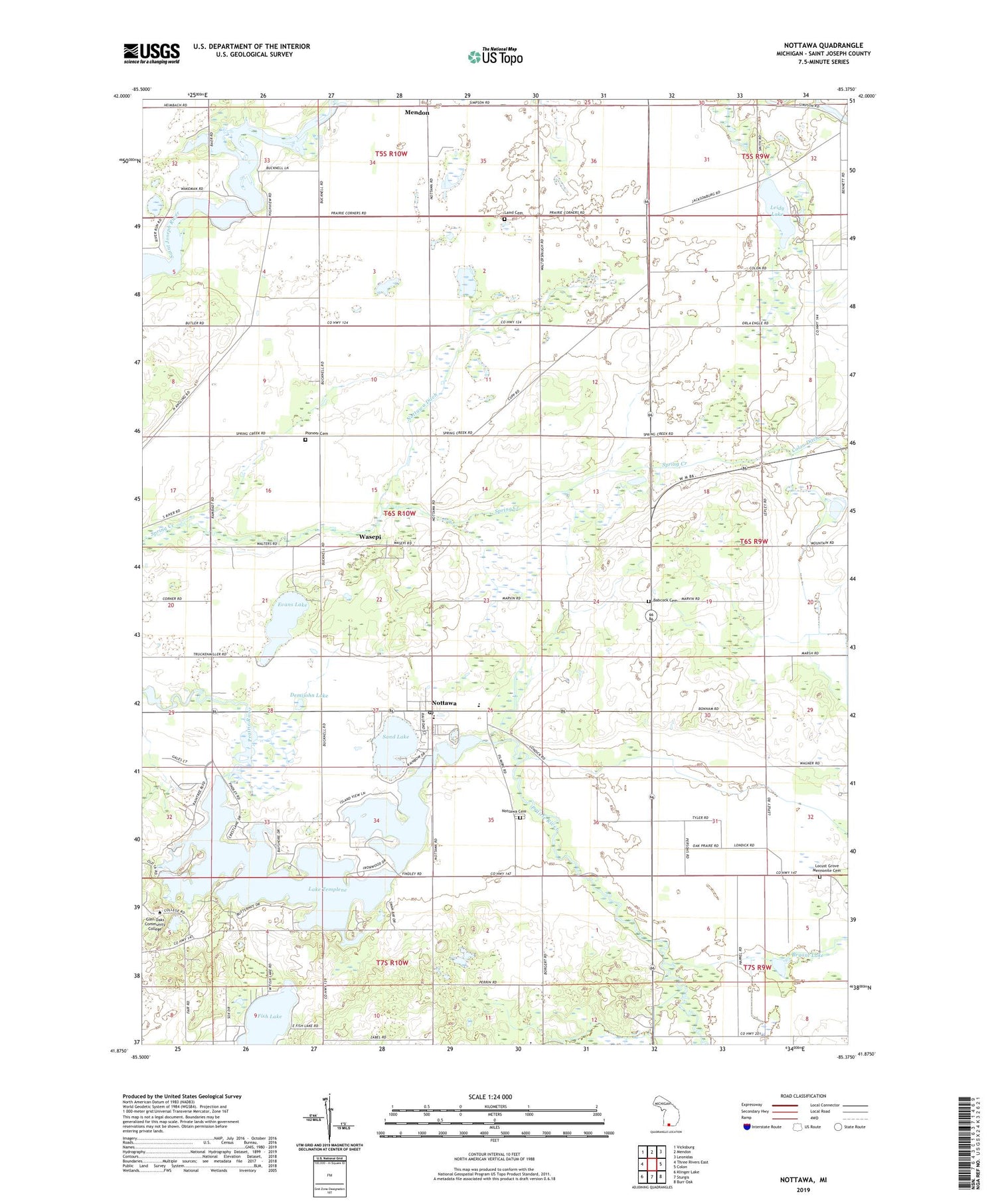 Nottawa Michigan US Topo Map Image