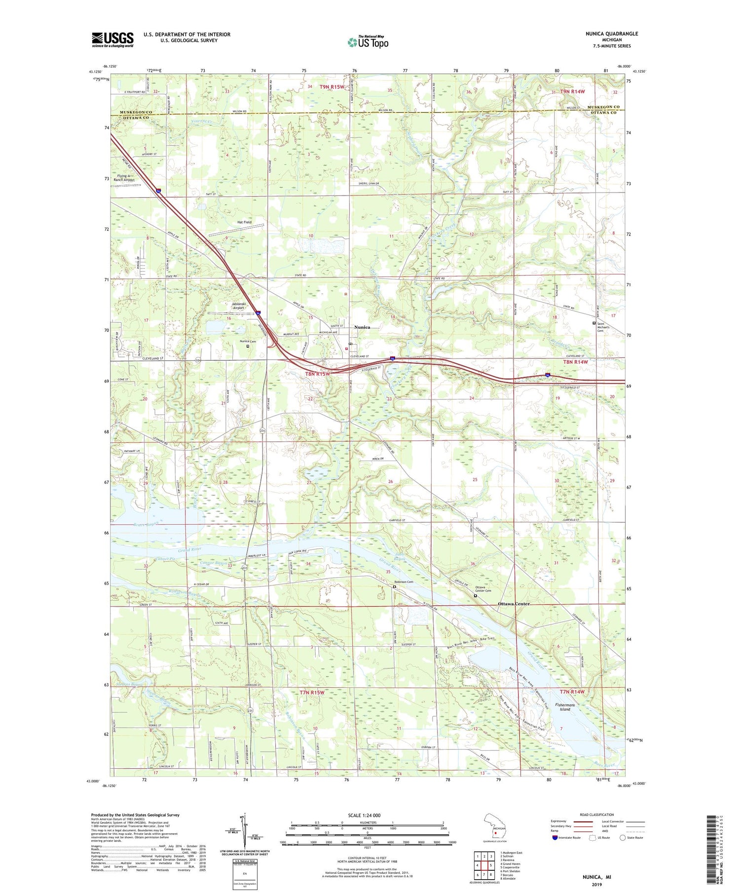 Nunica Michigan US Topo Map Image