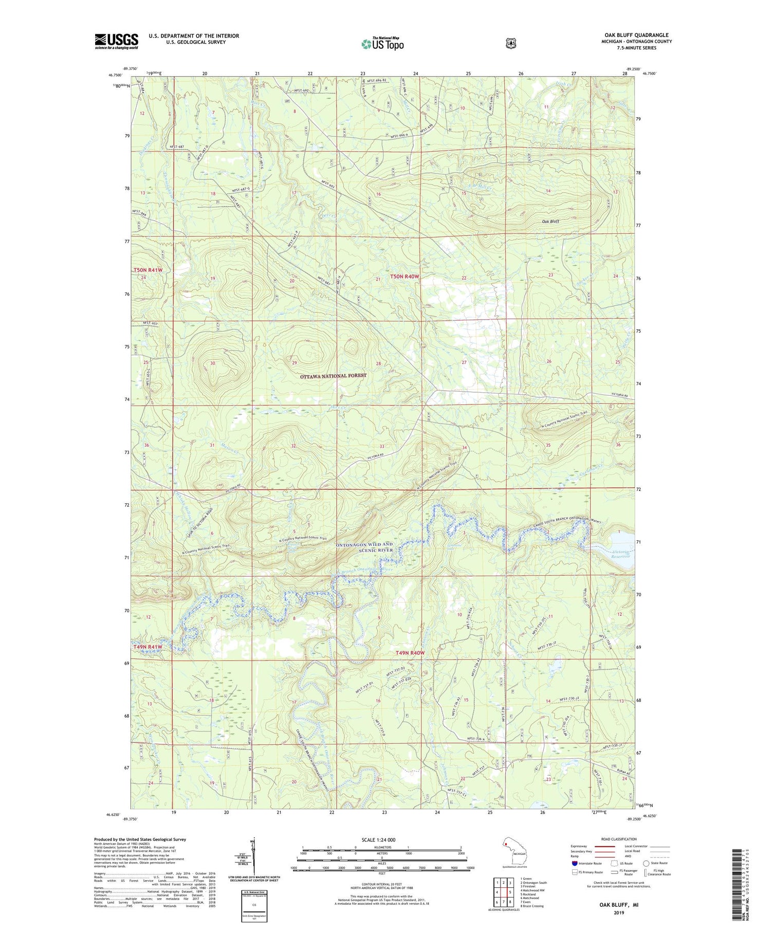 Oak Bluff Michigan US Topo Map Image