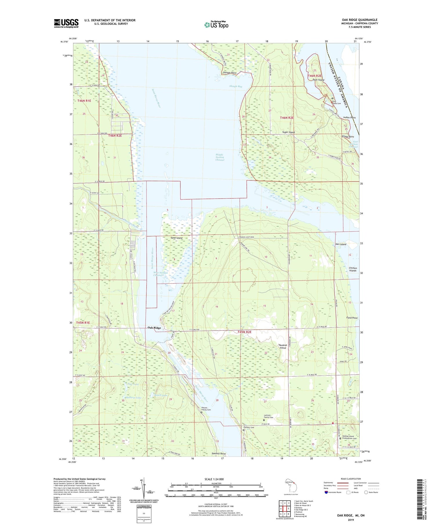 Oak Ridge Michigan US Topo Map Image