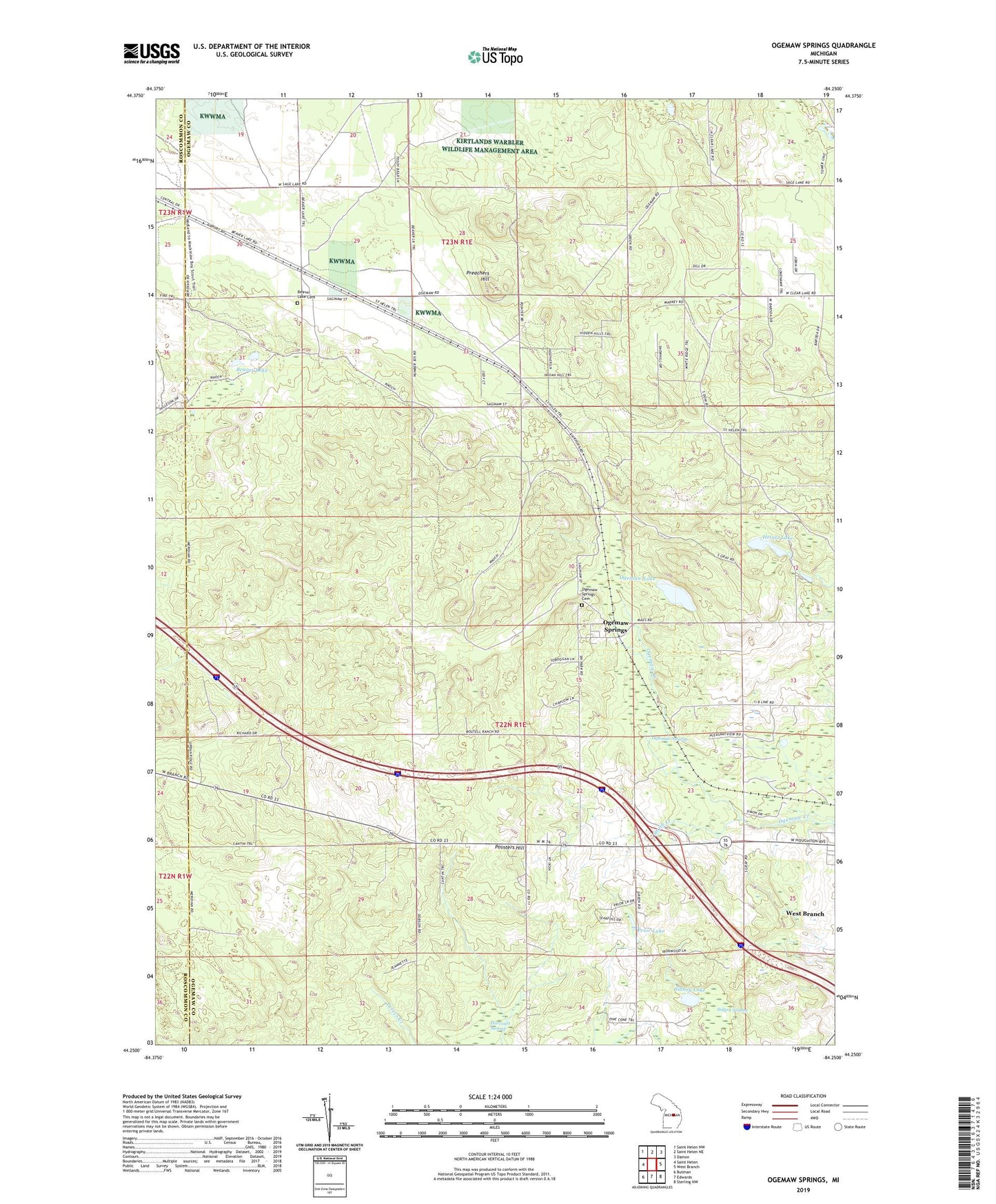 Ogemaw Springs Michigan US Topo Map Image