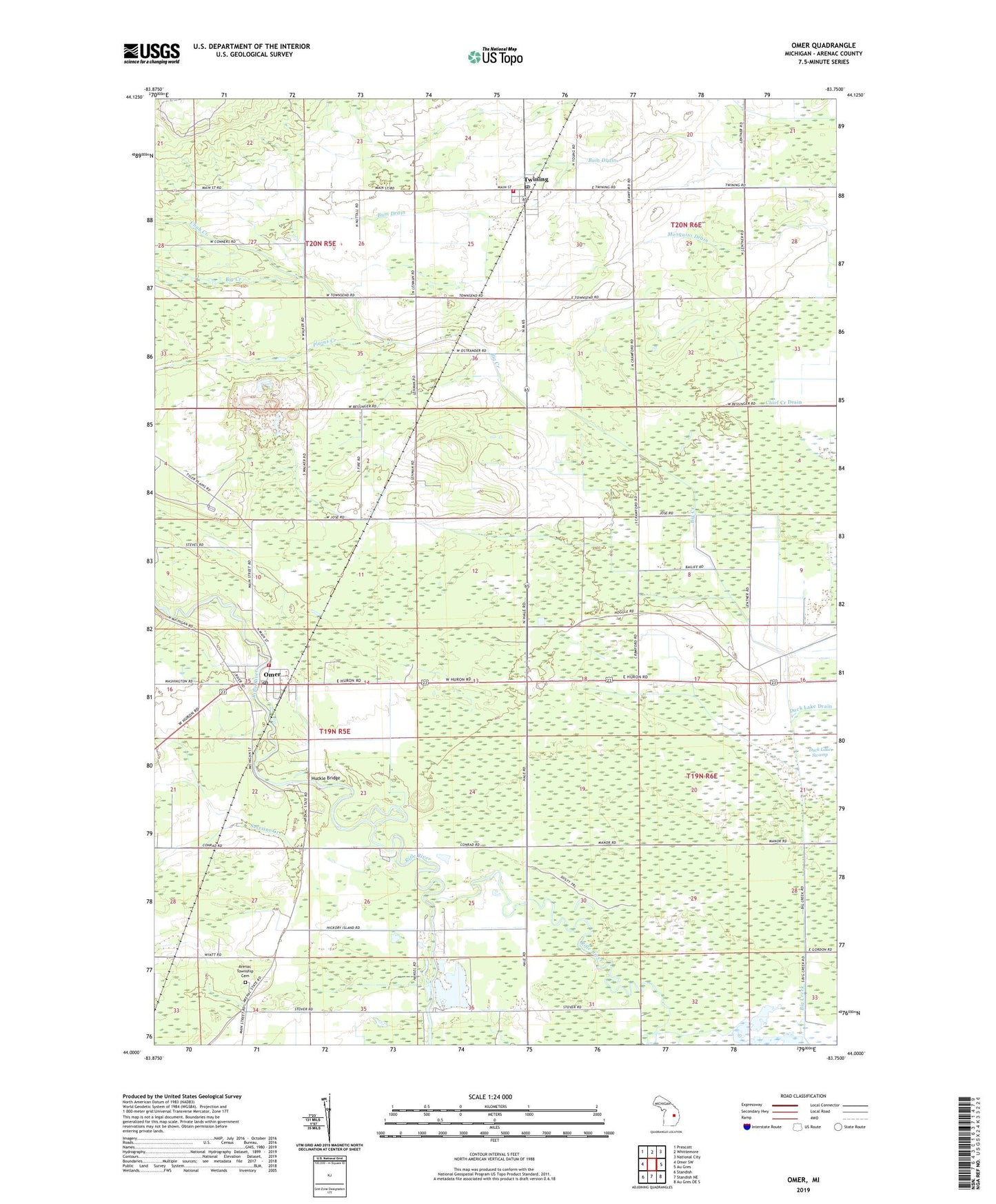 Omer Michigan US Topo Map Image