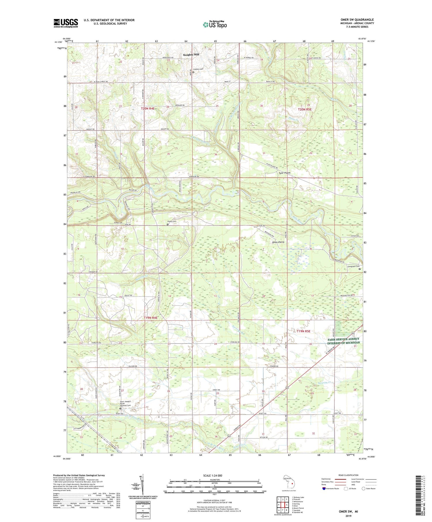 Omer SW Michigan US Topo Map Image
