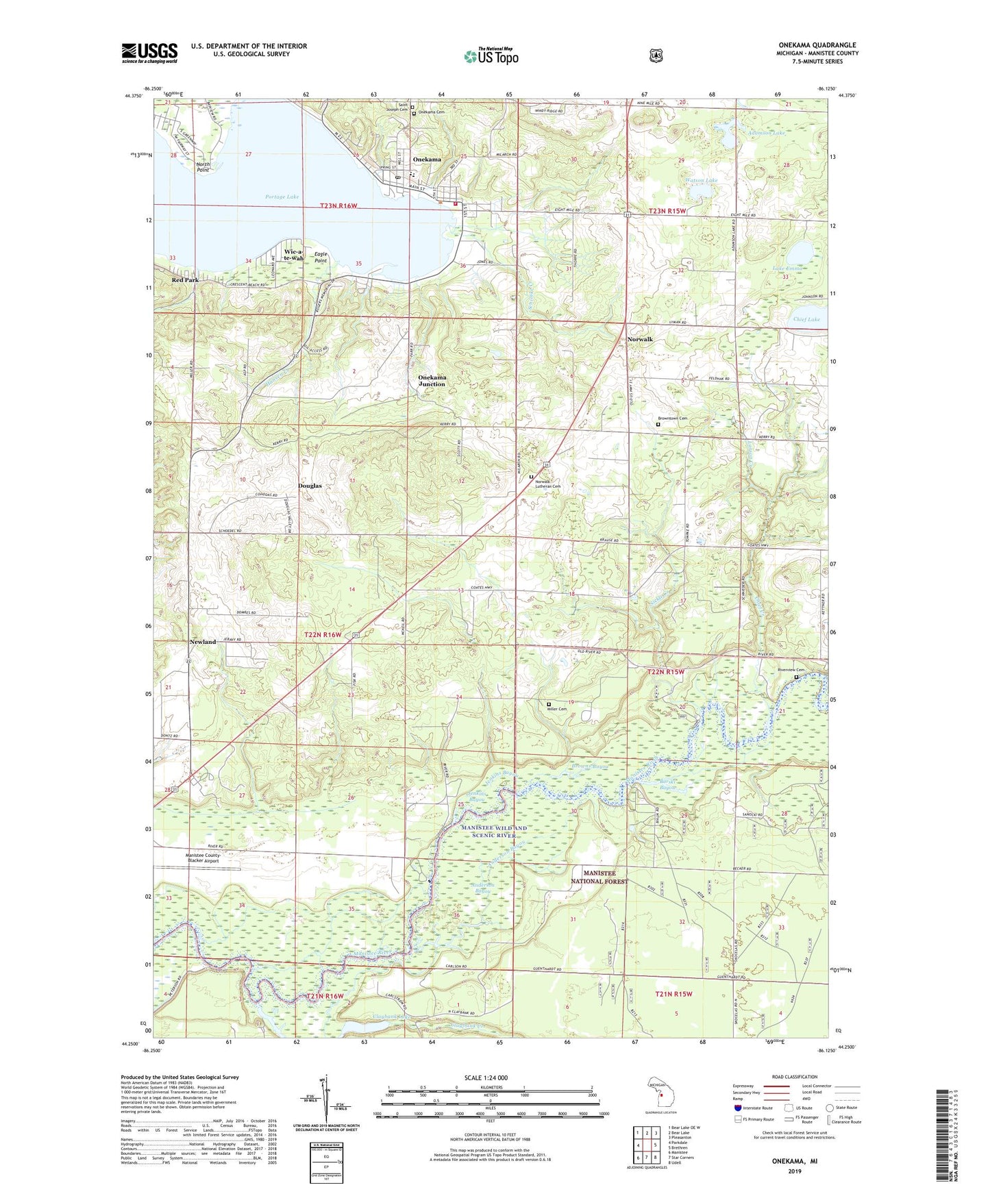 Onekama Michigan US Topo Map Image