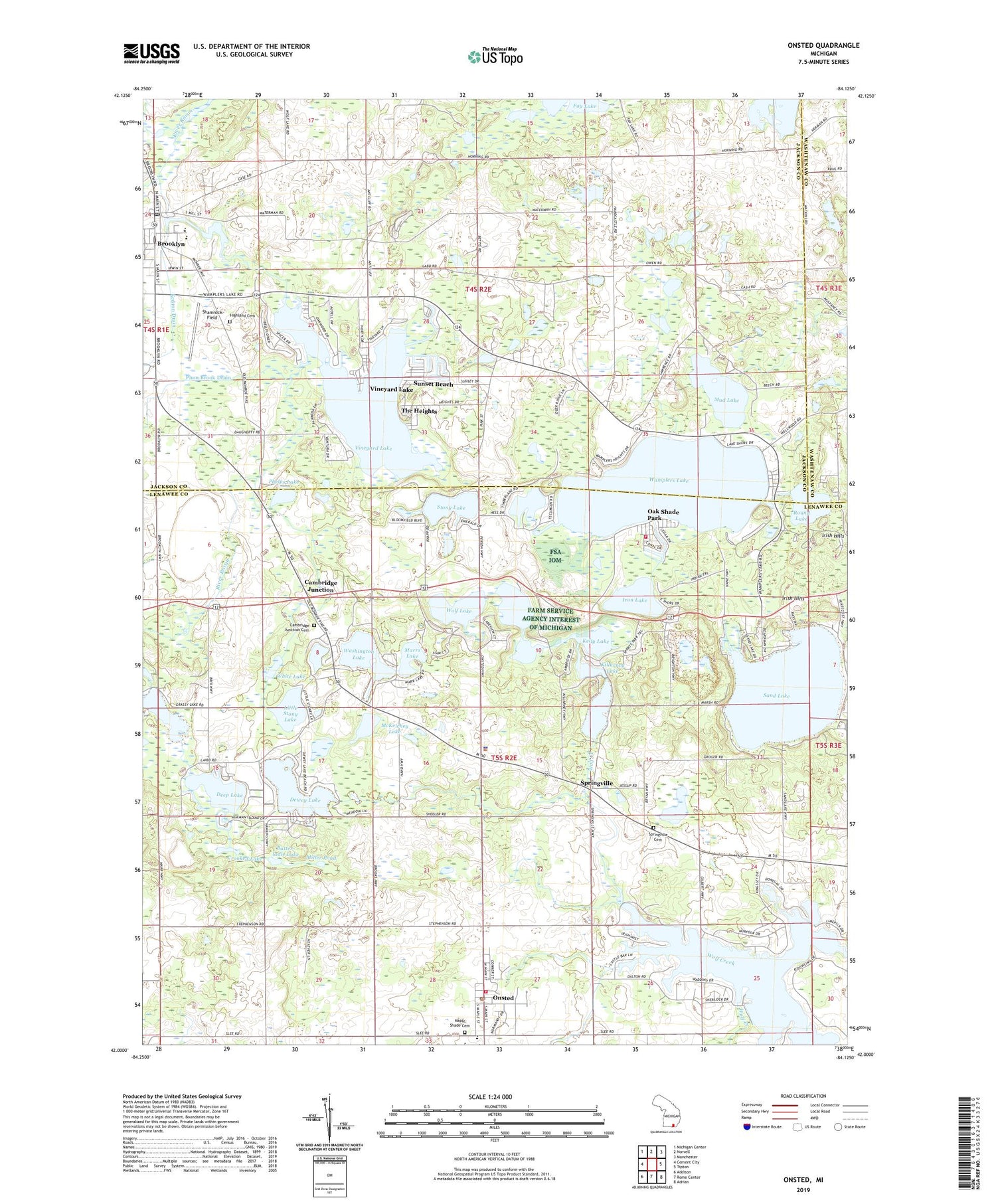 Onsted Michigan US Topo Map Image
