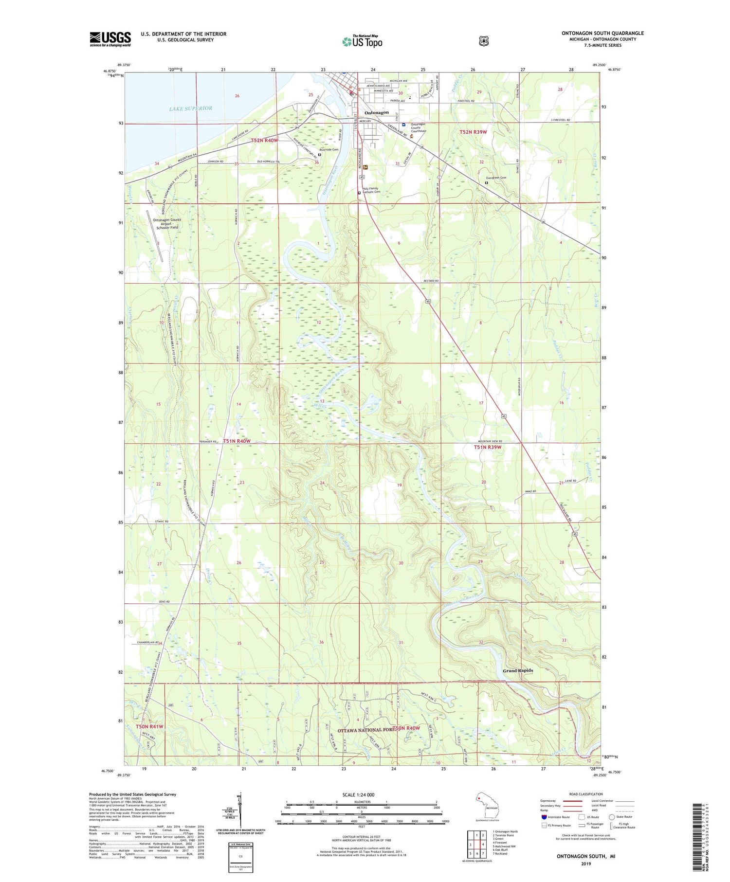Ontonagon South Michigan US Topo Map Image