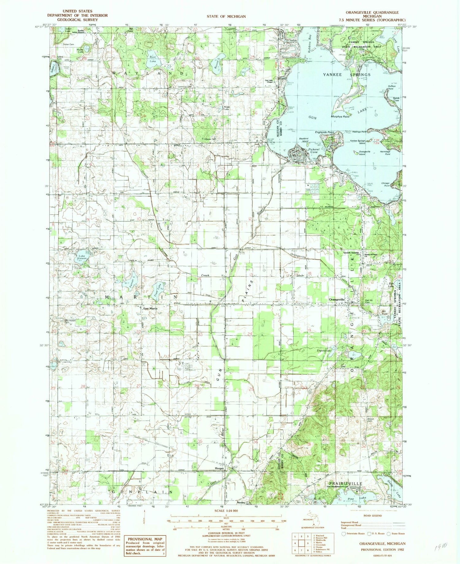 Classic USGS Orangeville Michigan 7.5'x7.5' Topo Map Image