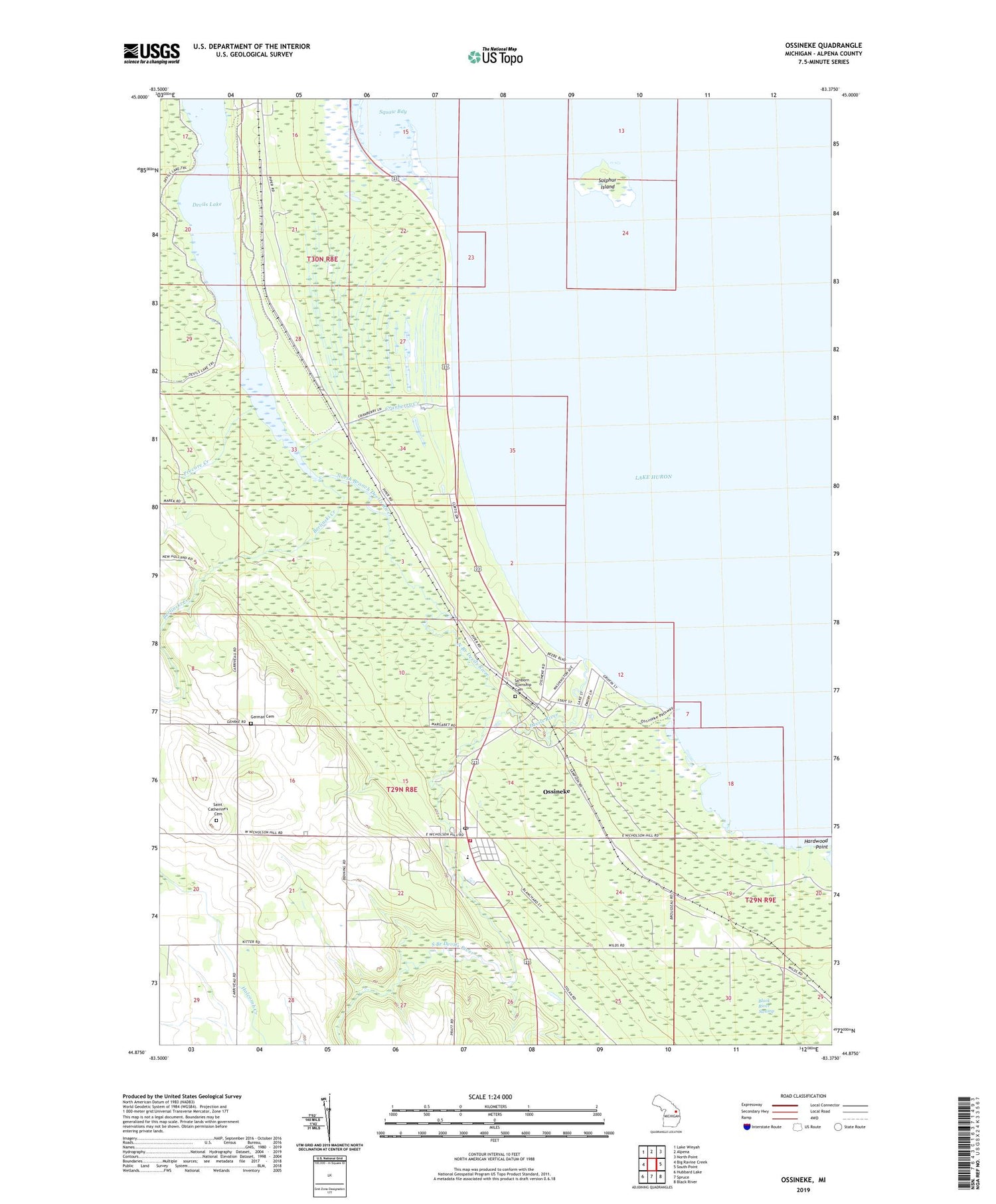Ossineke Michigan US Topo Map Image