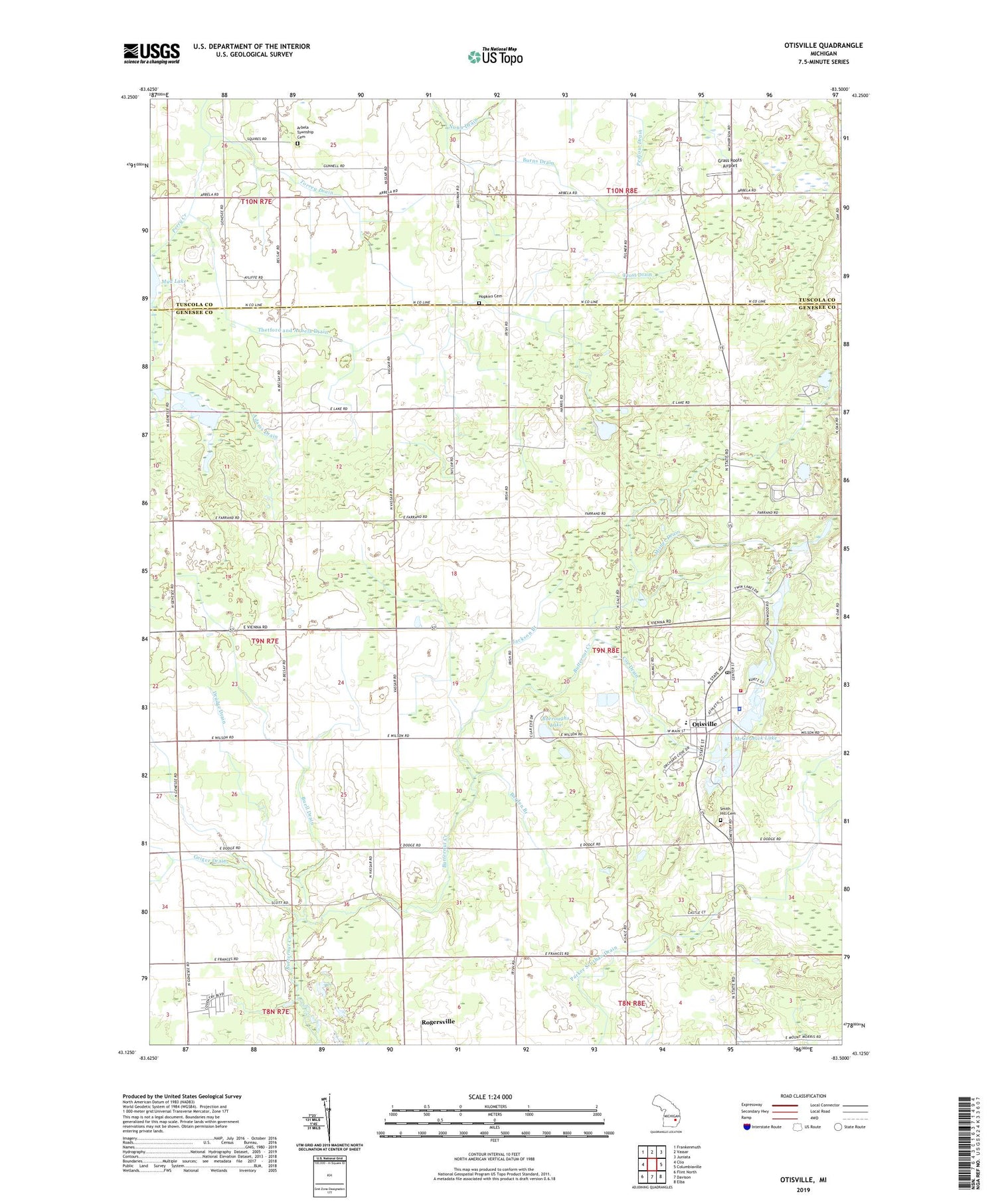 Otisville Michigan US Topo Map Image