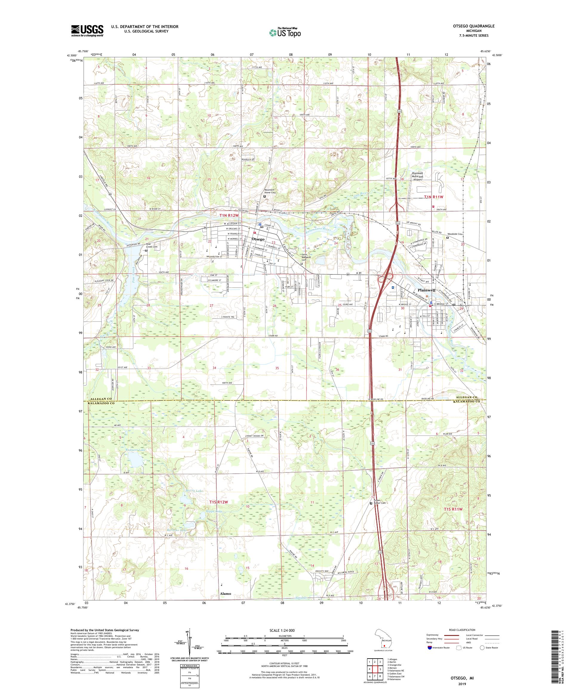 Otsego Michigan US Topo Map – MyTopo Map Store