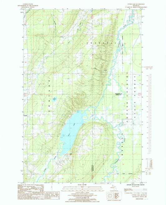 Classic USGS Otter Lake Michigan 7.5'x7.5' Topo Map Image