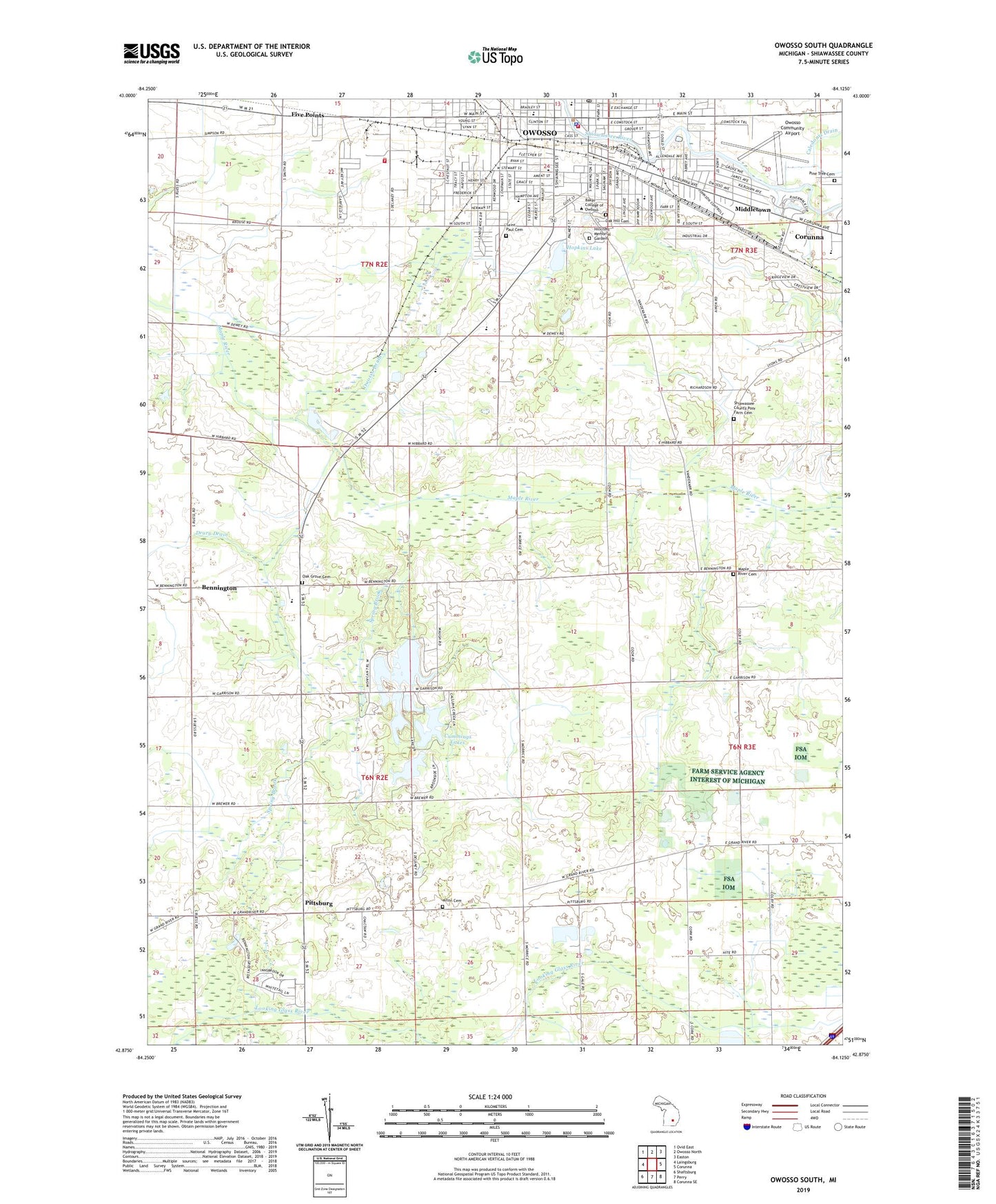 Owosso South Michigan US Topo Map Image