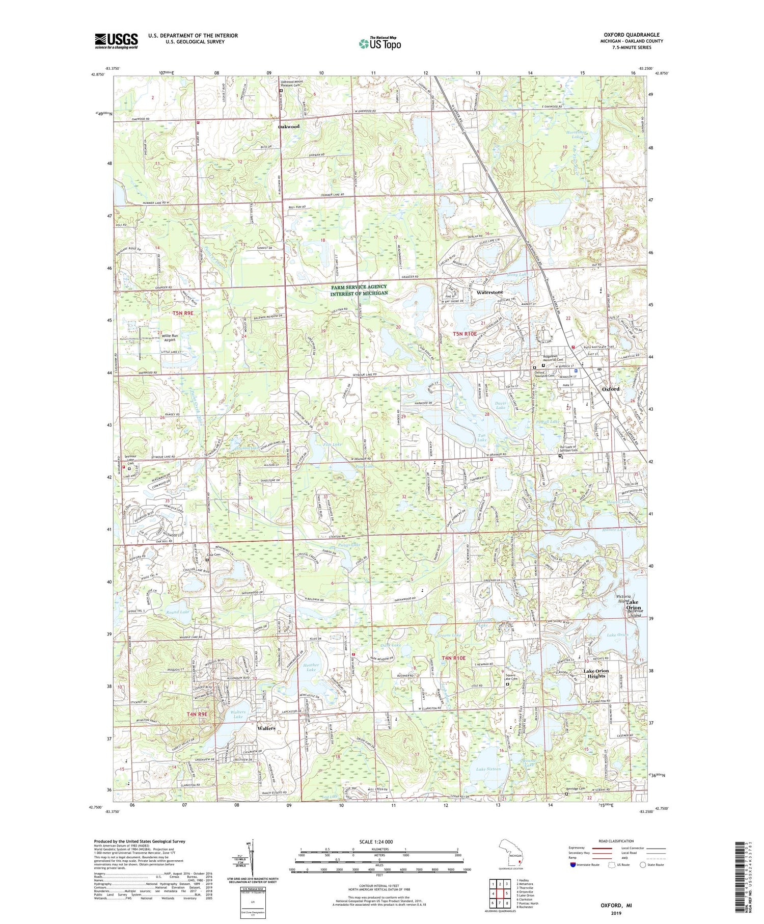 Oxford Michigan US Topo Map Image