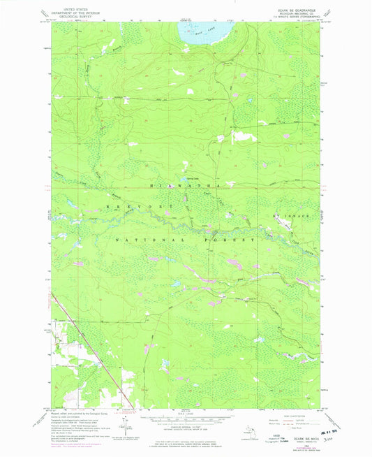 Classic USGS Ozark SE Michigan 7.5'x7.5' Topo Map Image