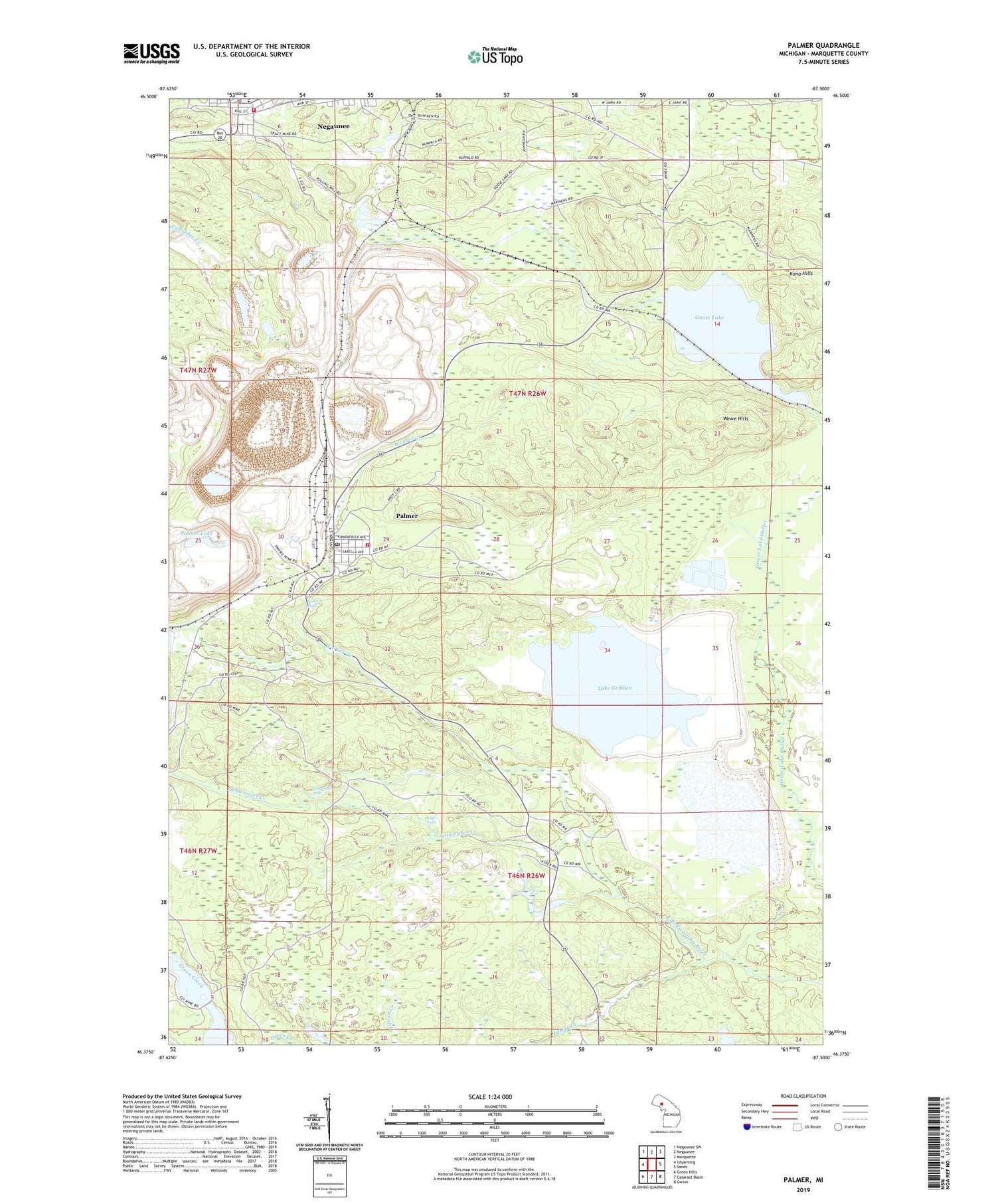 Palmer Michigan US Topo Map Image