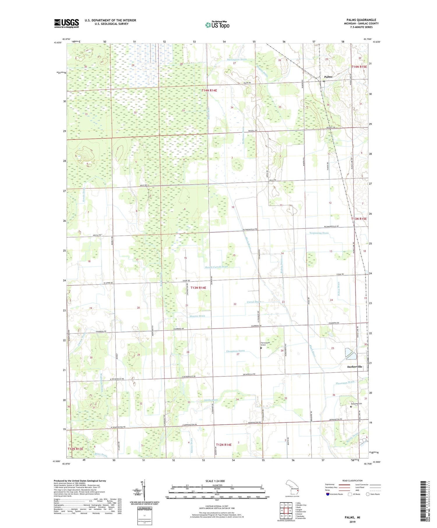 Palms Michigan US Topo Map Image