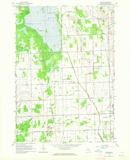 Classic USGS Palms Michigan 7.5'x7.5' Topo Map Image