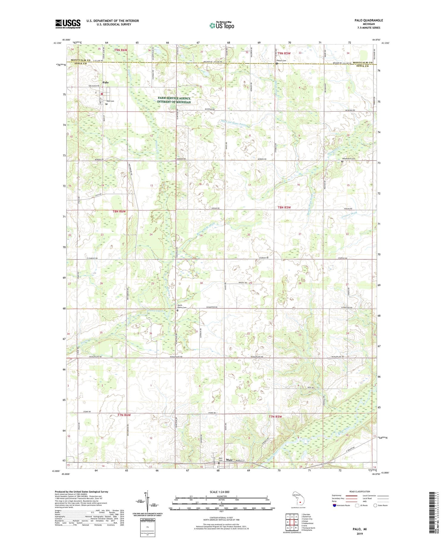 Palo Michigan US Topo Map Image