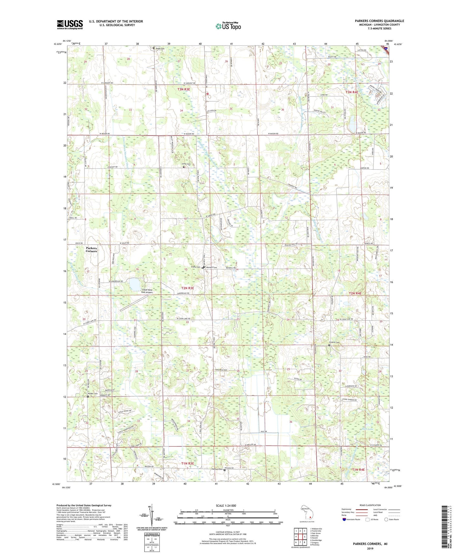 Parkers Corners Michigan US Topo Map Image