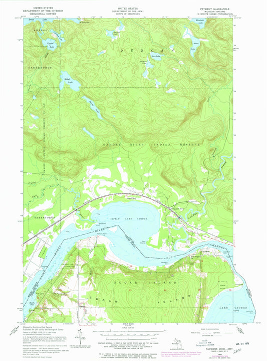 Classic USGS Payment Michigan 7.5'x7.5' Topo Map Image
