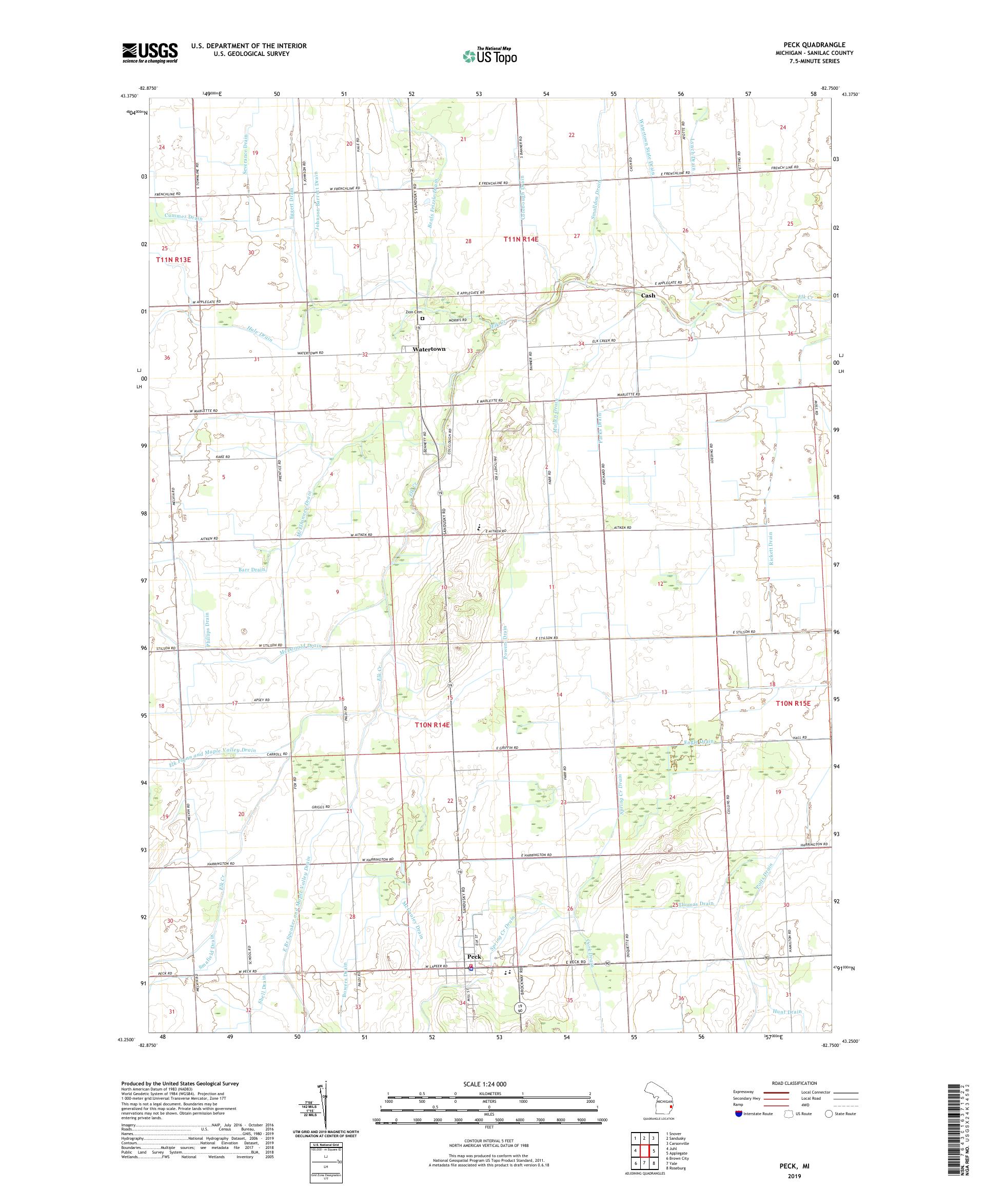 Peck Michigan US Topo Map – MyTopo Map Store