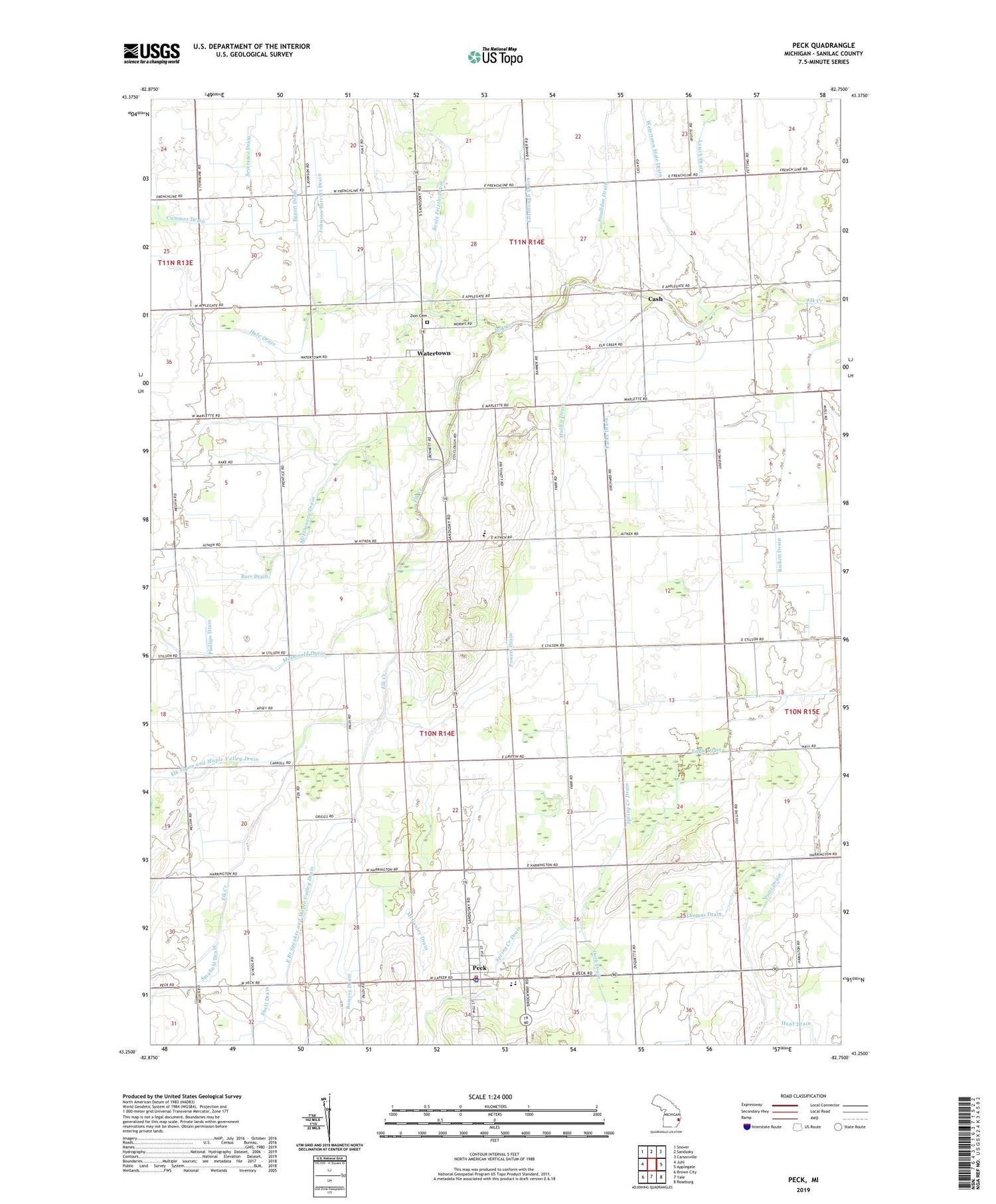 Peck Michigan US Topo Map Image