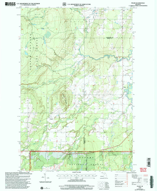 Classic USGS Pelkie Michigan 7.5'x7.5' Topo Map Image