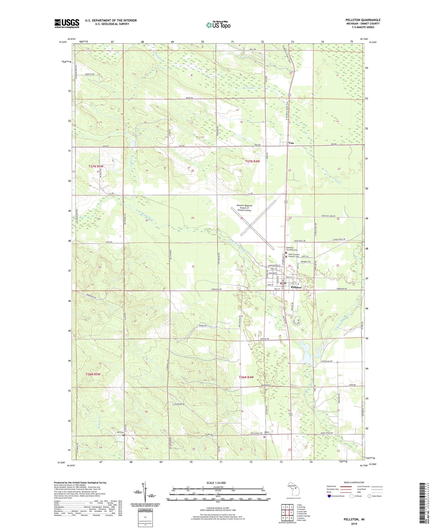 Pellston Michigan US Topo Map Image