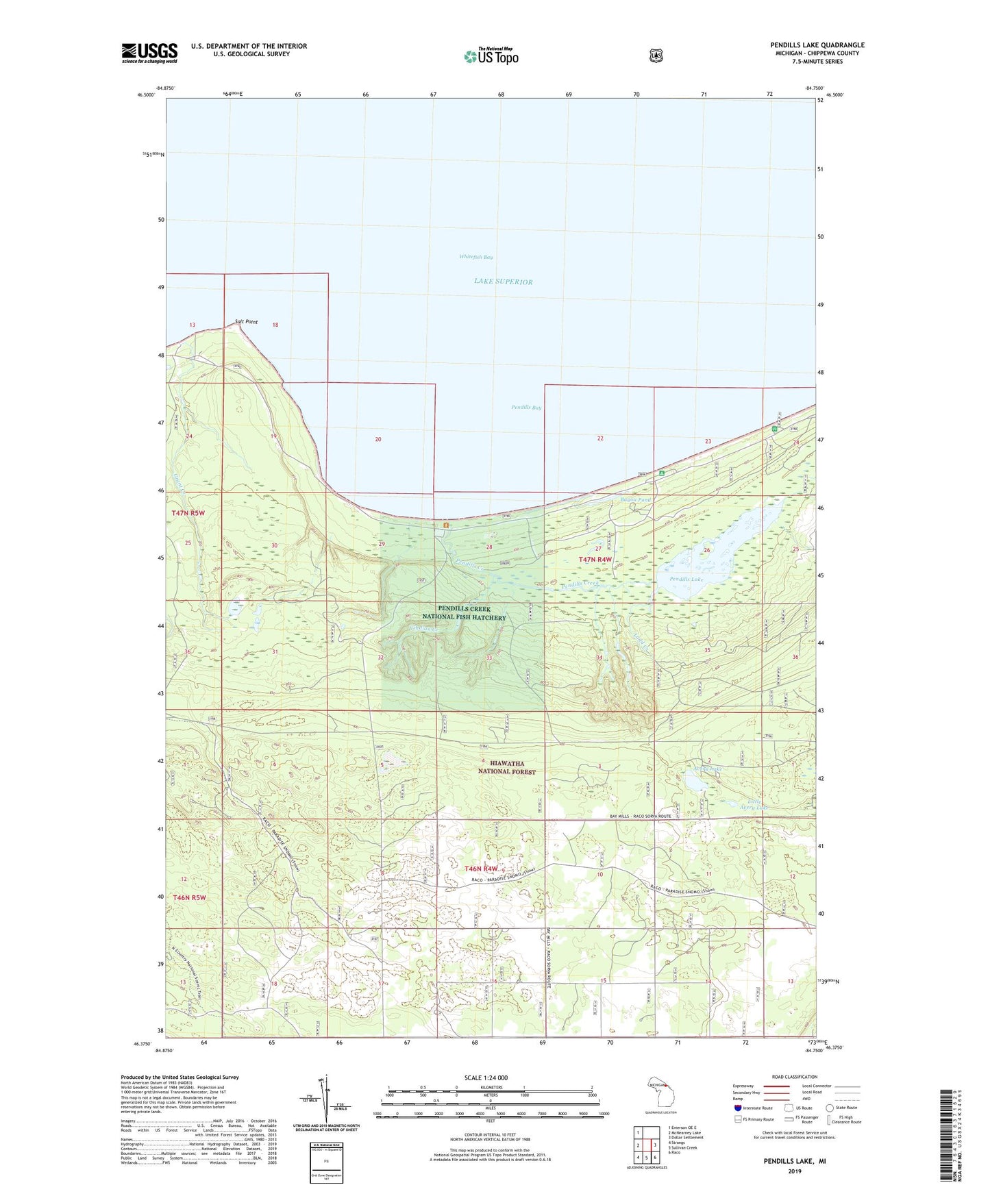 Pendills Lake Michigan US Topo Map Image
