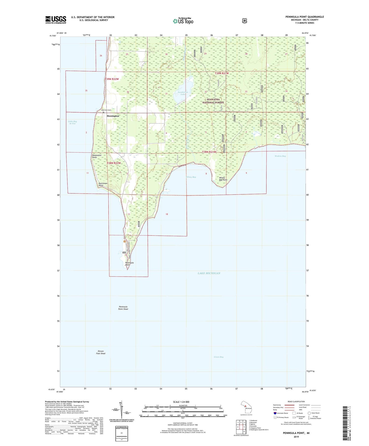 Peninsula Point Michigan US Topo Map Image