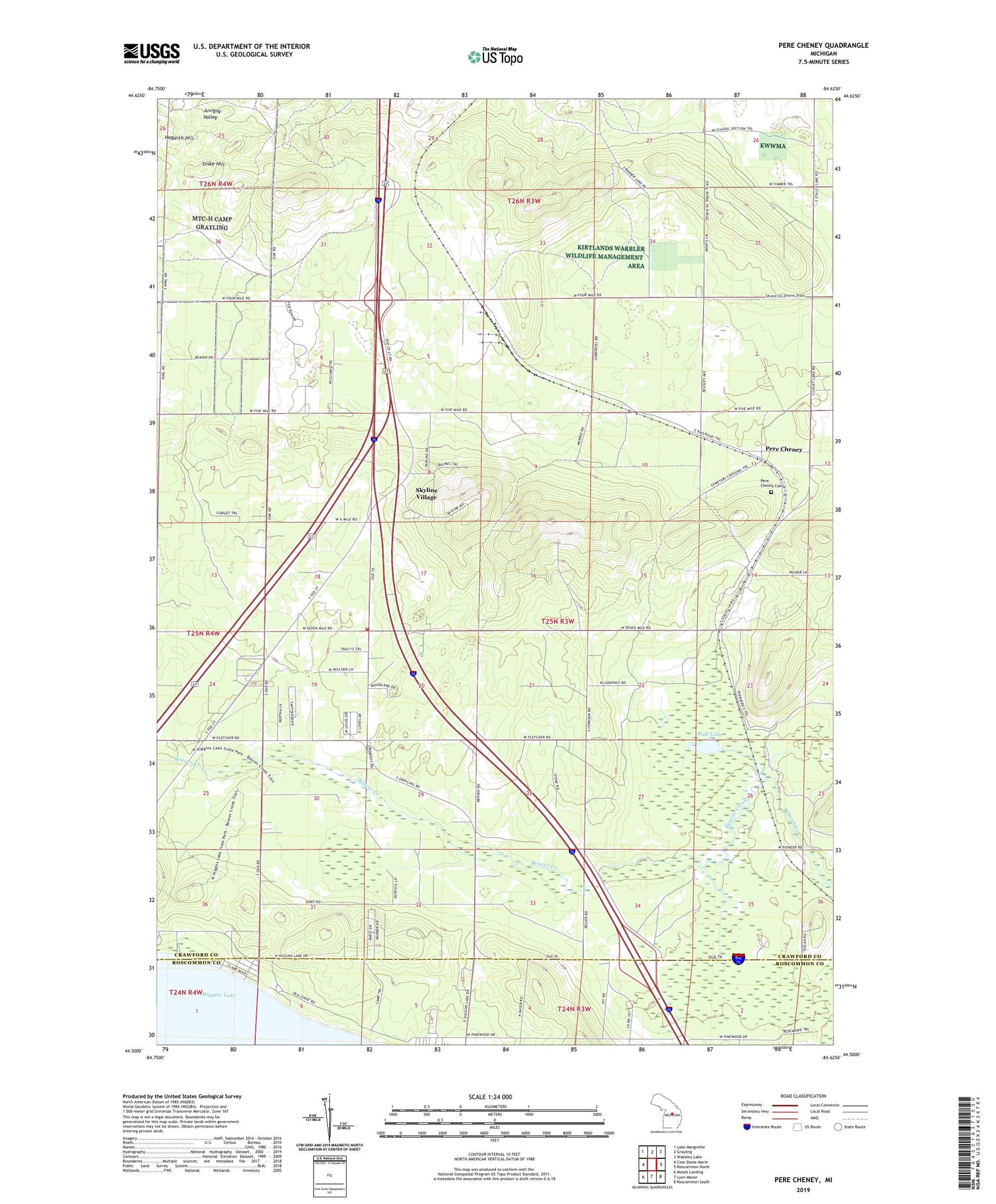 Pere Cheney Michigan US Topo Map Image