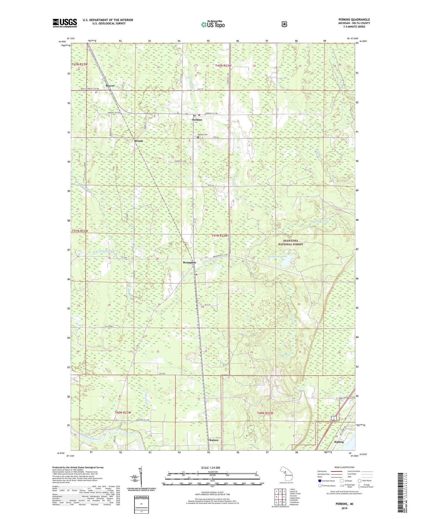 Perkins Michigan US Topo Map Image
