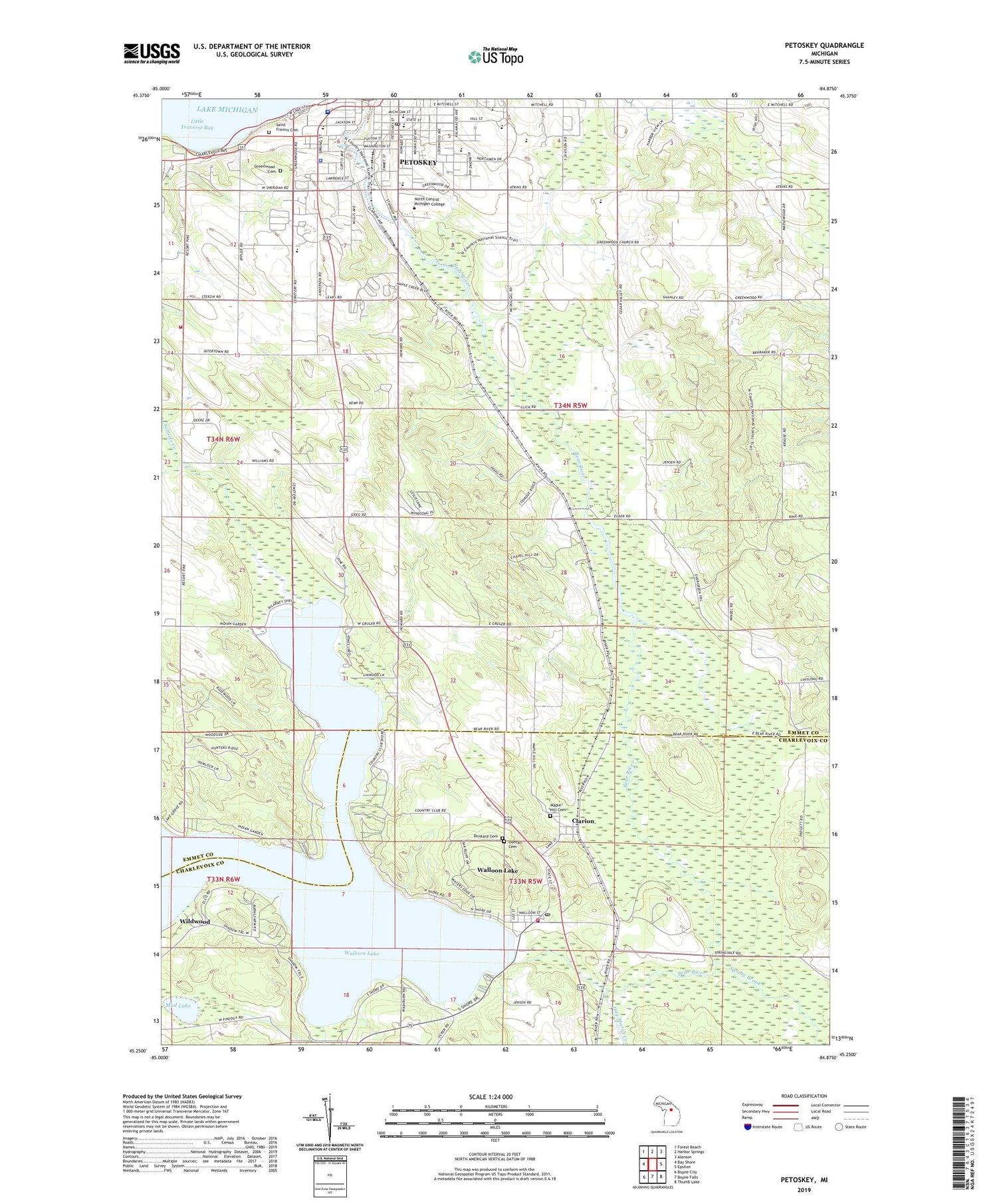 Petoskey Michigan US Topo Map Image