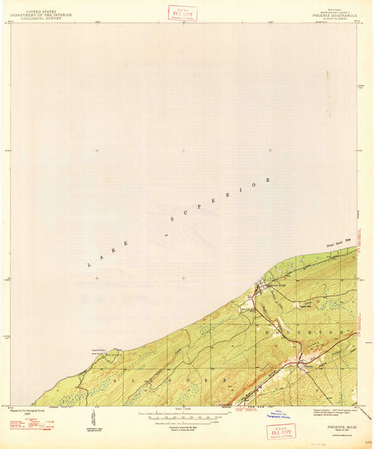 Classic USGS Phoenix Michigan 7.5'x7.5' Topo Map Image