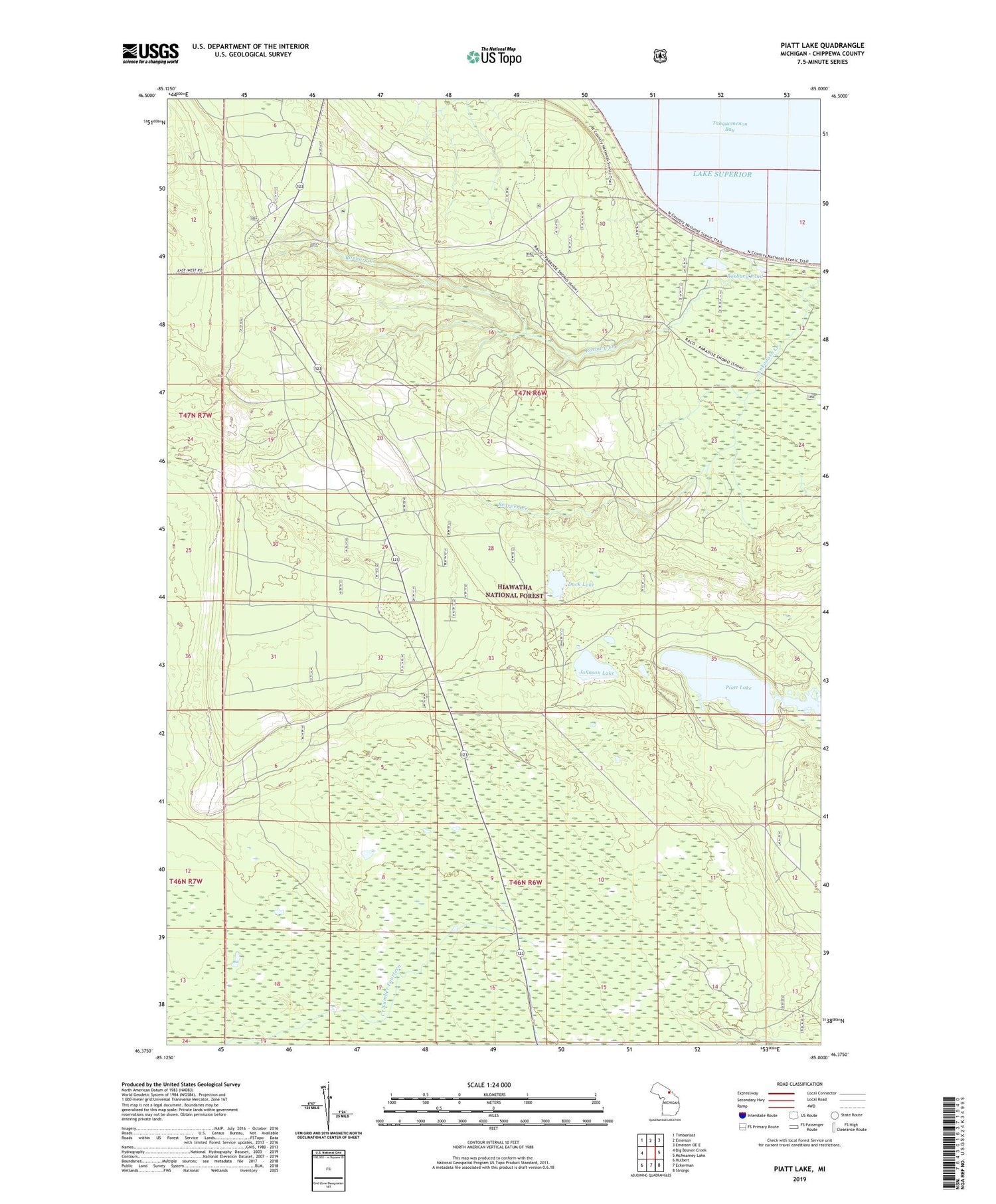 Piatt Lake Michigan US Topo Map Image