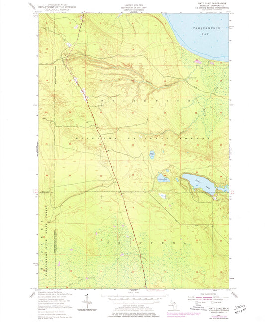 Classic USGS Piatt Lake Michigan 7.5'x7.5' Topo Map Image