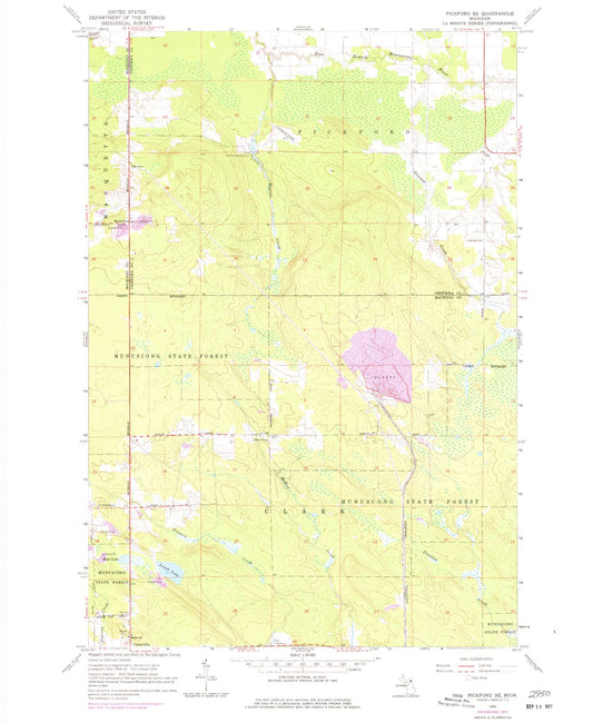 Classic USGS Pickford SE Michigan 7.5'x7.5' Topo Map Image