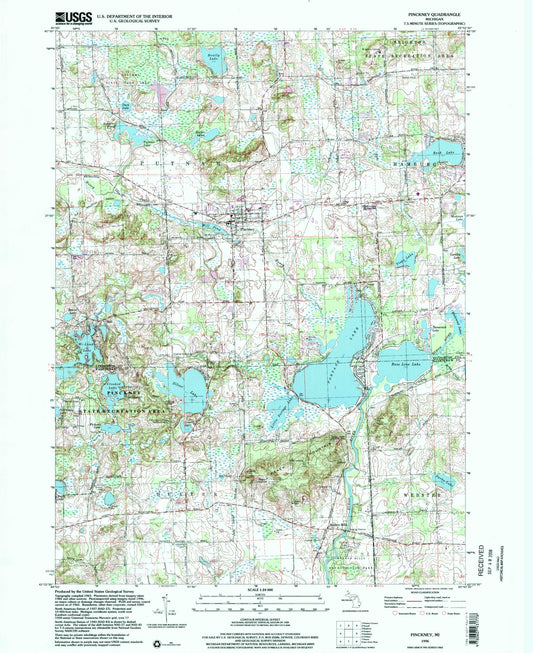 Classic USGS Pinckney Michigan 7.5'x7.5' Topo Map Image