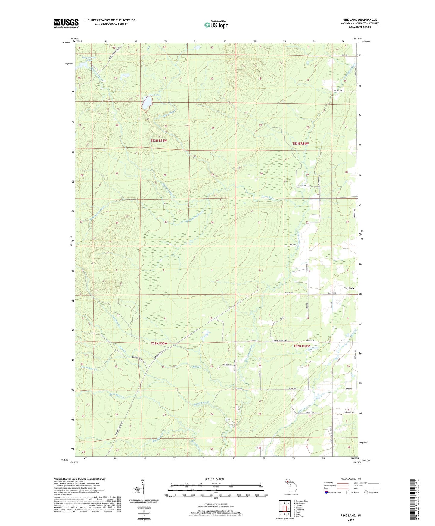 Pine Lake Michigan US Topo Map Image